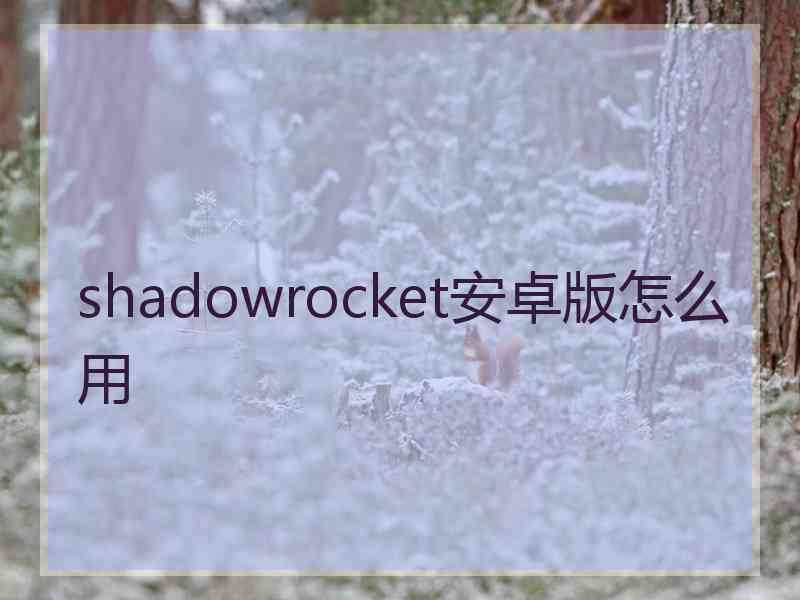 shadowrocket安卓版怎么用