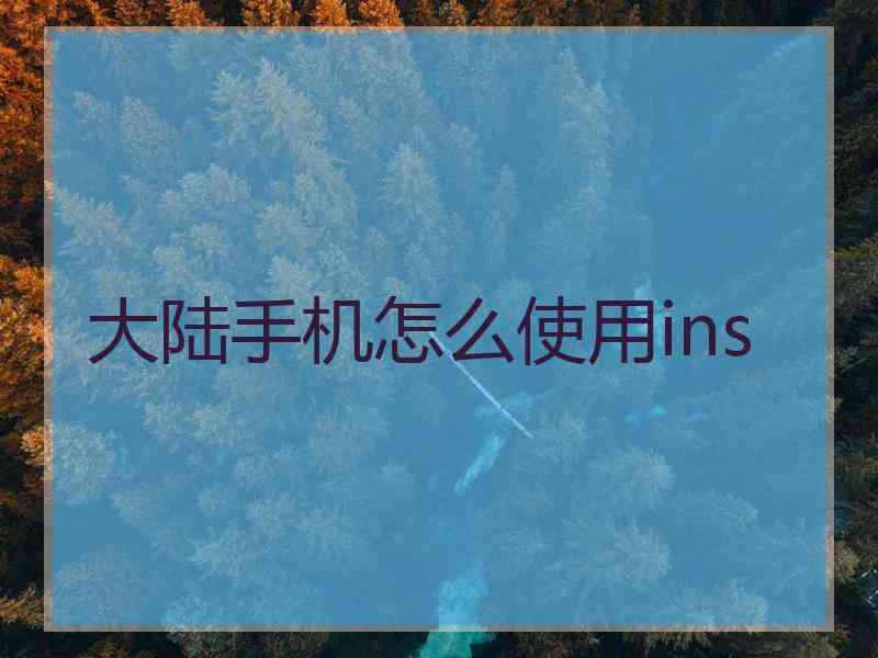 大陆手机怎么使用ins