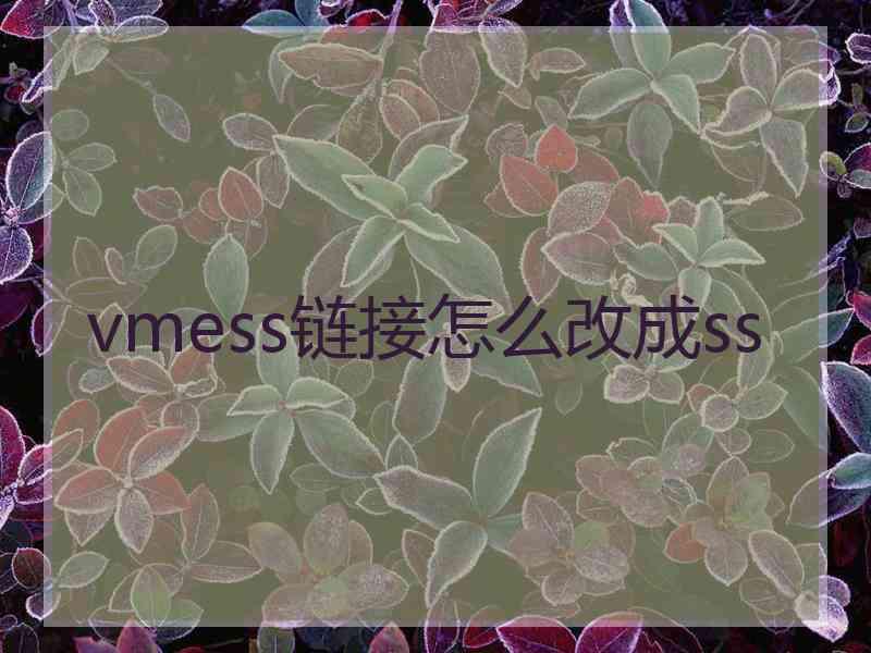 vmess链接怎么改成ss