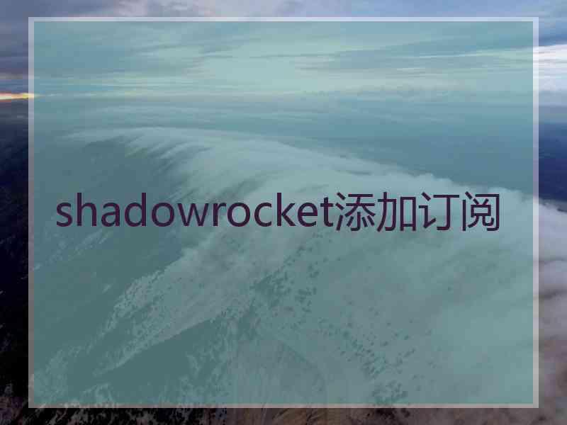 shadowrocket添加订阅