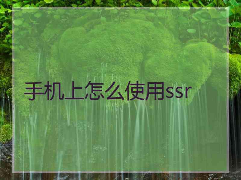 手机上怎么使用ssr