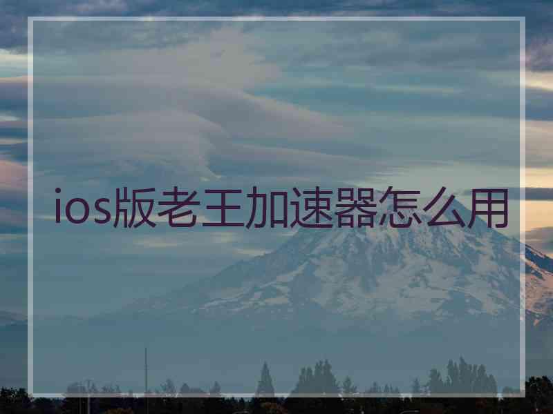 ios版老王加速器怎么用