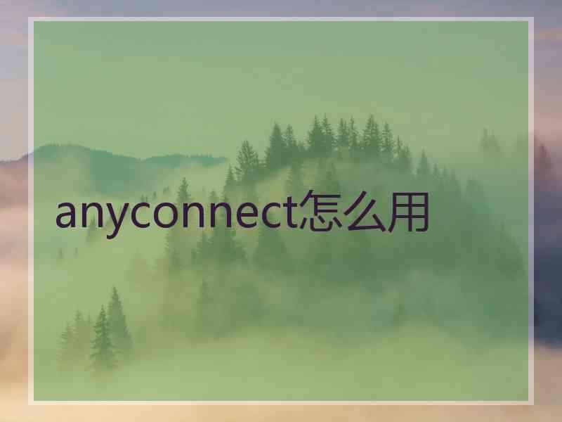 anyconnect怎么用