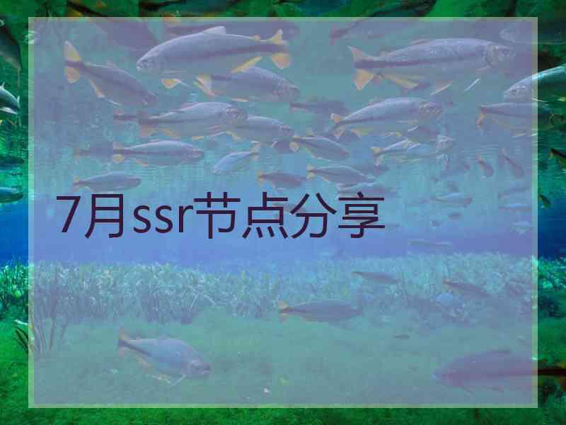 7月ssr节点分享