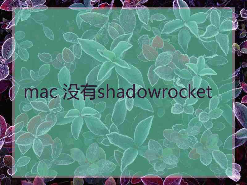 mac 没有shadowrocket