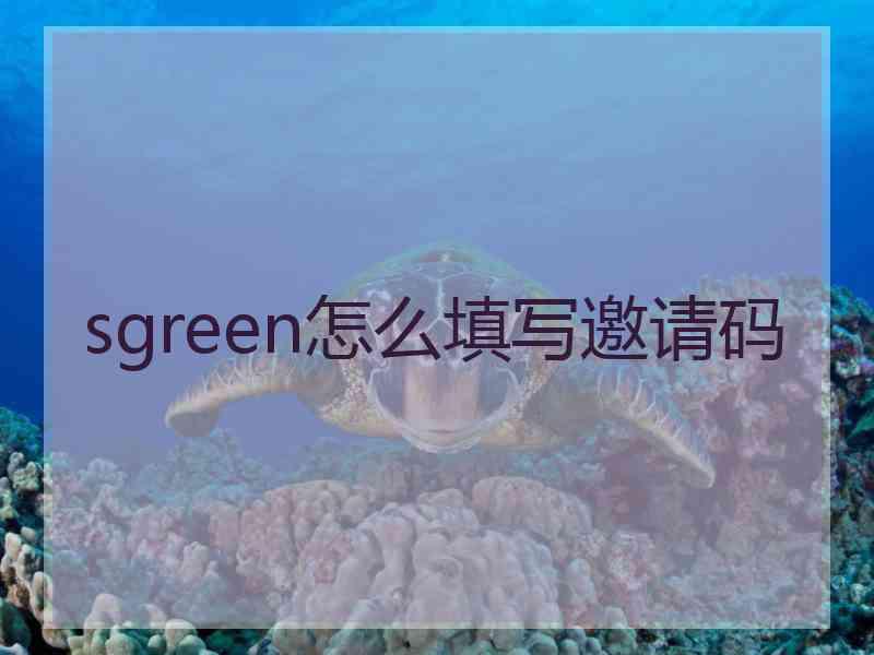 sgreen怎么填写邀请码