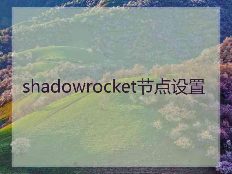 shadowrocket节点设置